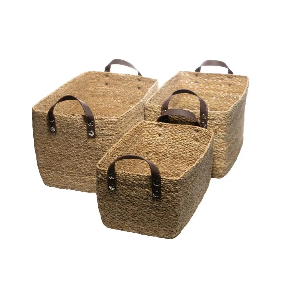 3 Cestos Organizadores Retangulares Wolff de Fibra Natural