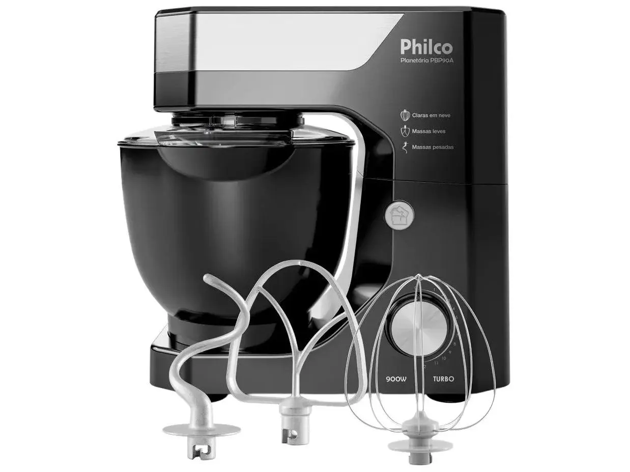 Batedeira Planetária Philco Preta 800W 12 Velocidades 5 Litros