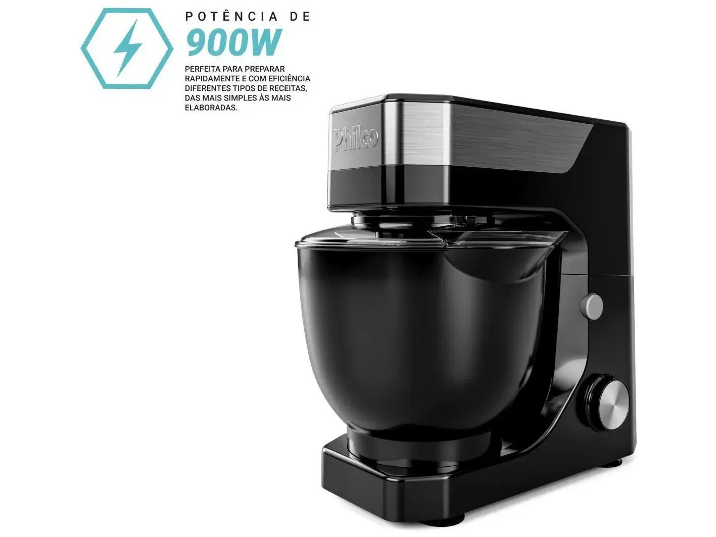 Batedeira Planetária Philco Preta 800W 12 Velocidades 5 Litros