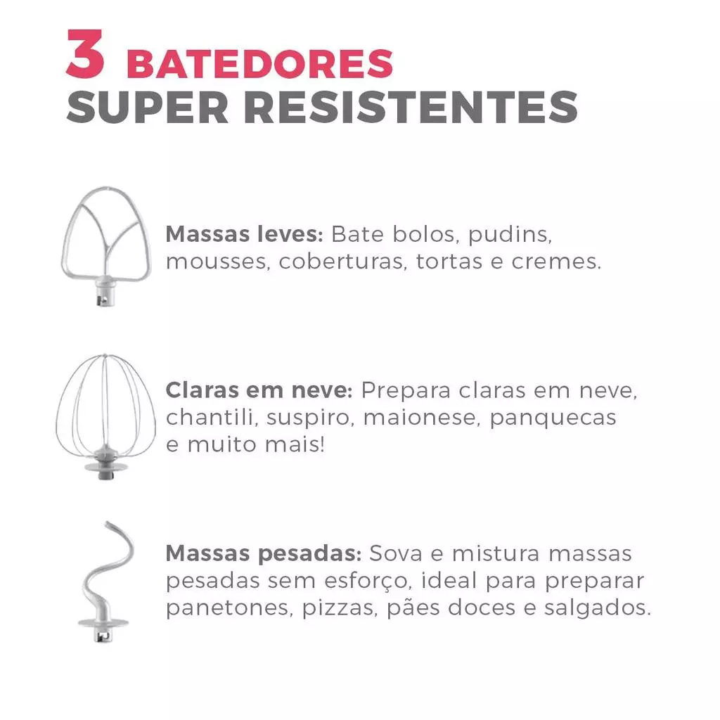 Batedeira Planetária Rosa Britânia 700W Turbo 4L