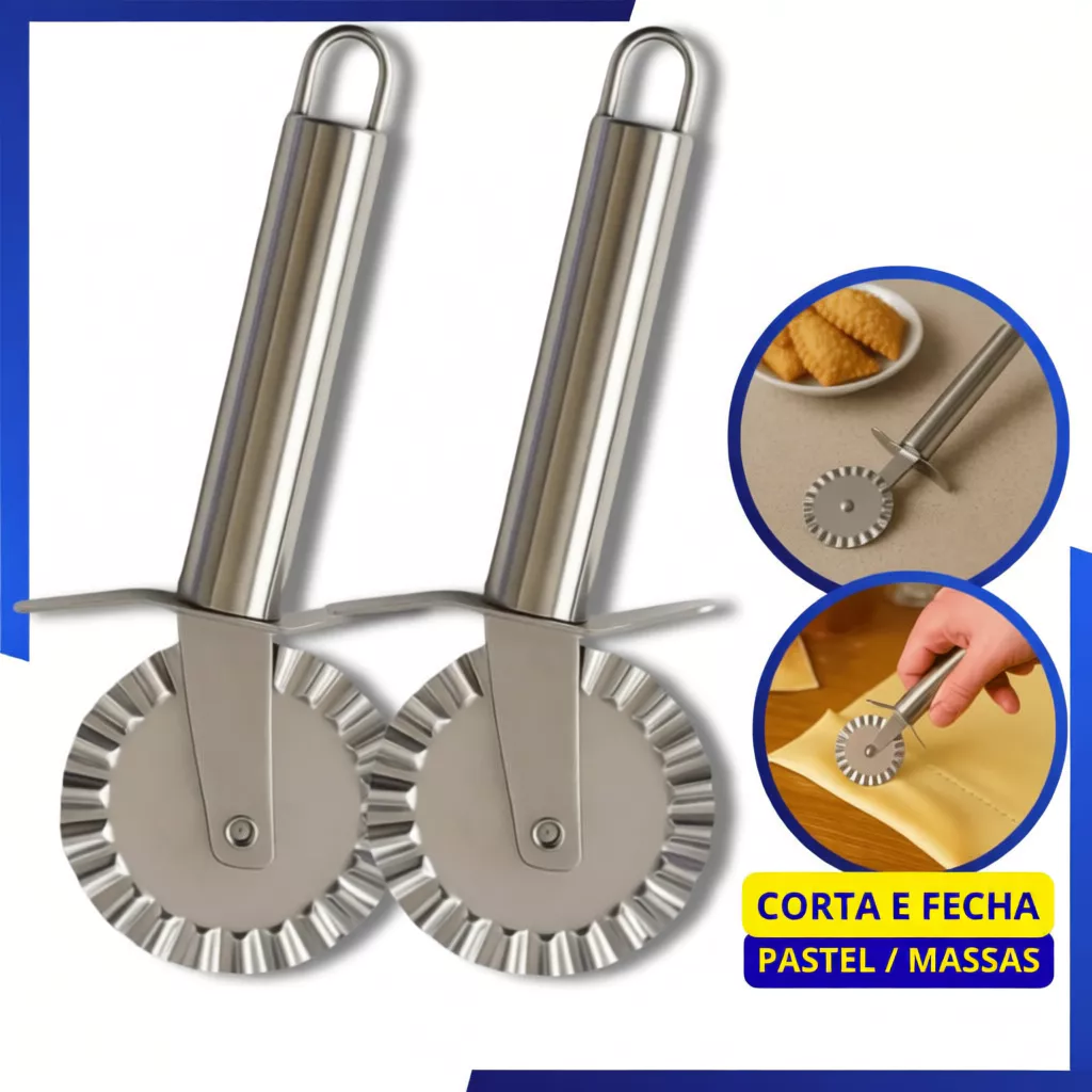 Carretilha Cortador Para Fechar e Cortar Massas Pastel Pizzas