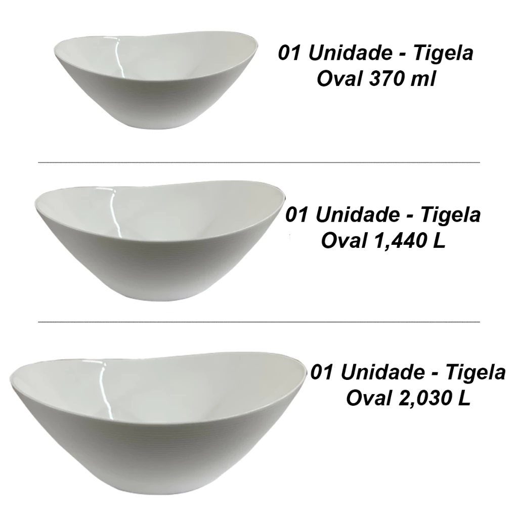 Conjunto Jogo de tigelas 3 peças Travessas Oval em Vidro Temperado