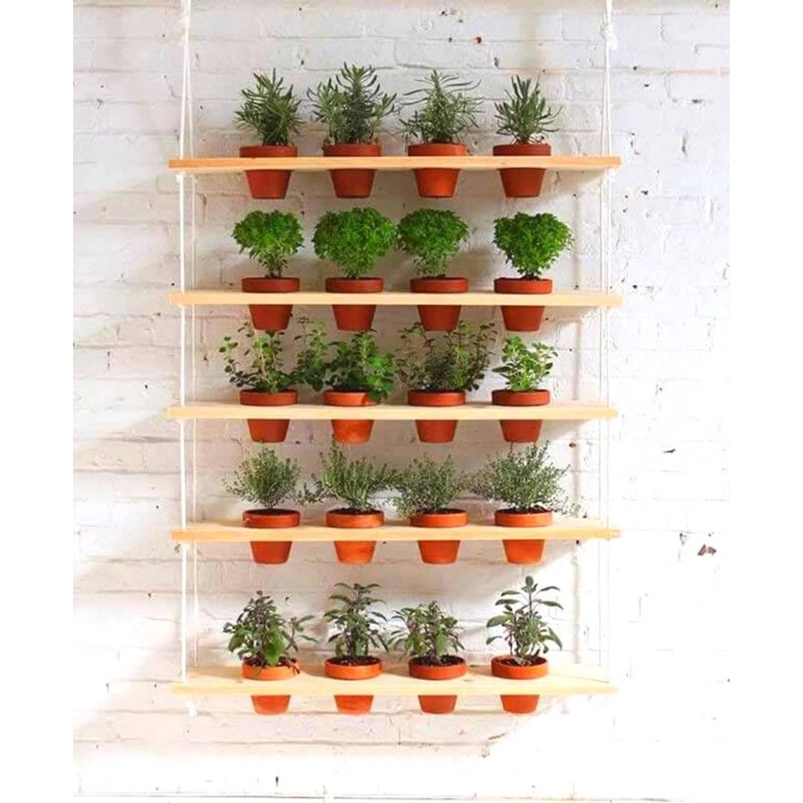 Jardim Suspenso Com 5 Prateleiras Verticais +brinde 20 Vasos