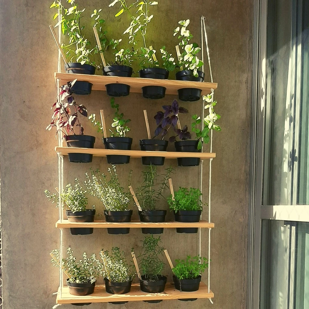 Jardim Suspenso Com 5 Prateleiras Verticais +brinde 20 Vasos