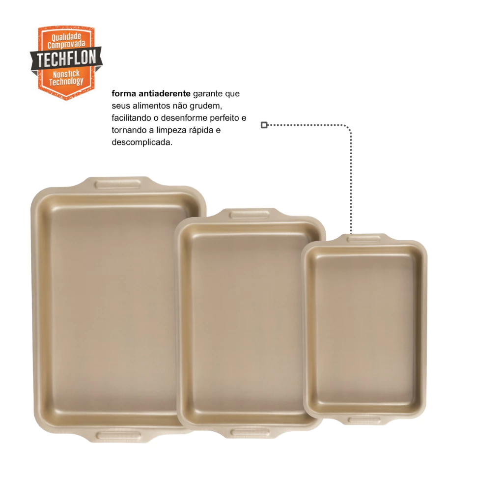 Jogo De Assadeiras Retangular Antiaderente 3 Peças