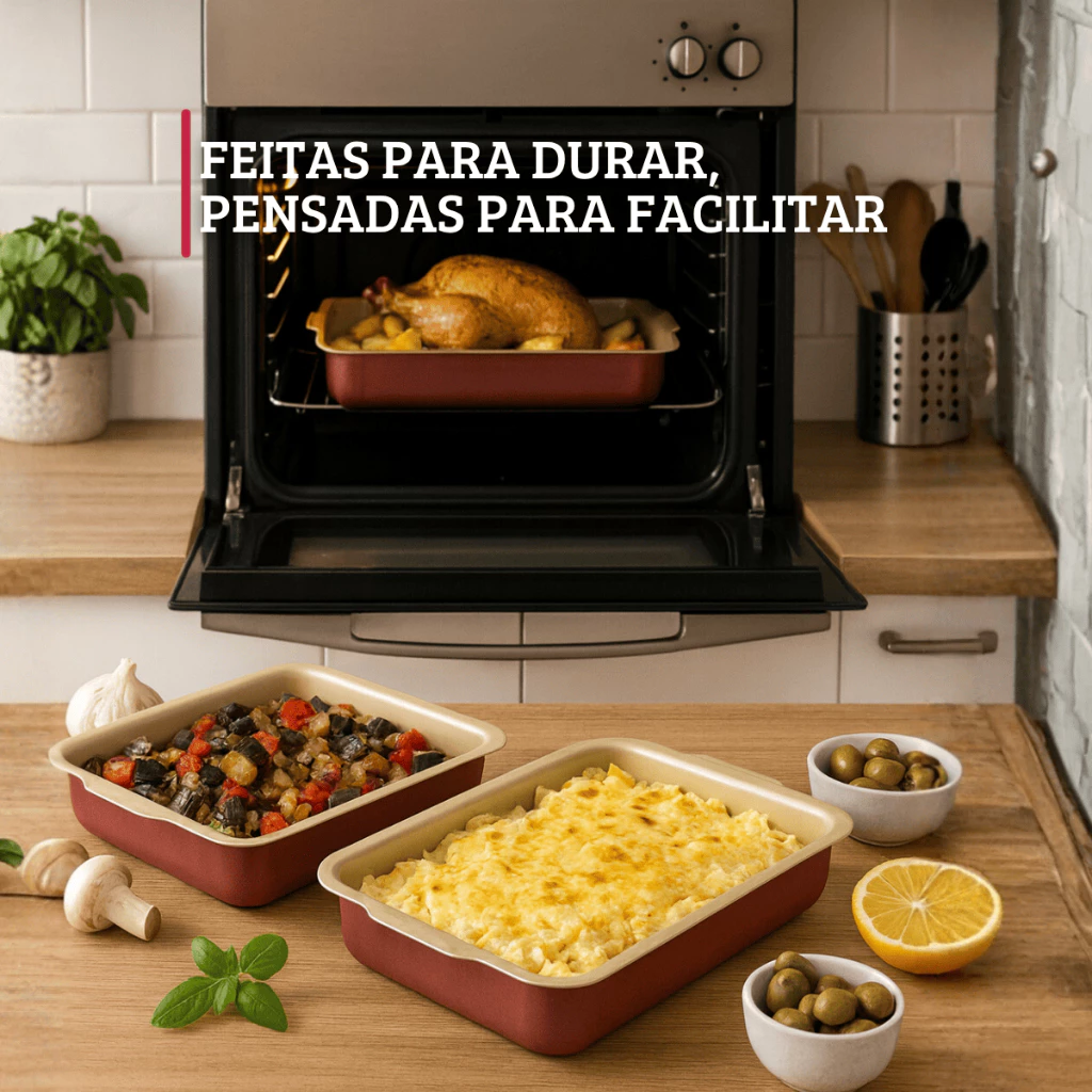 Jogo De Assadeiras Retangular Antiaderente 3 Peças
