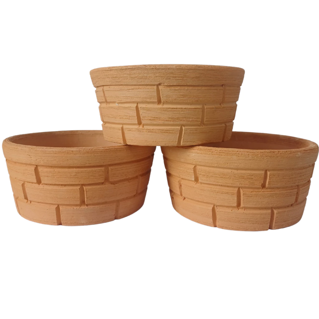 Kit Vasos de Barro e Cerâmica com Drenagem 3 ou 6 Unidades