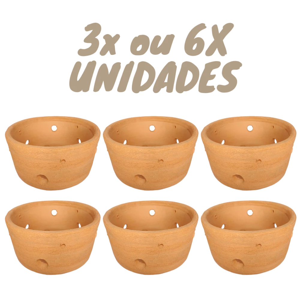 Kit Vasos de Cerâmica Furado para Orquídeas e Suculentas