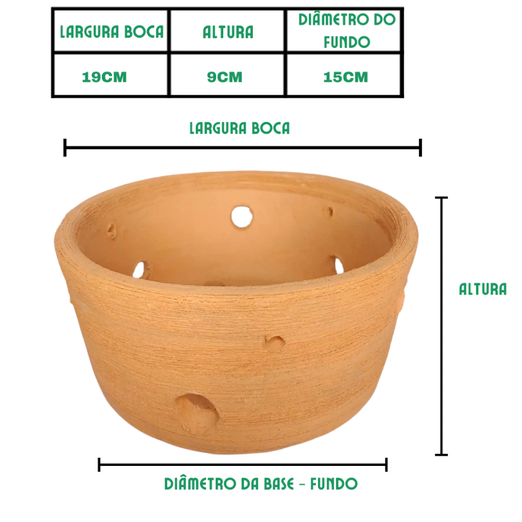 Kit Vasos de Cerâmica Furado para Orquídeas e Suculentas
