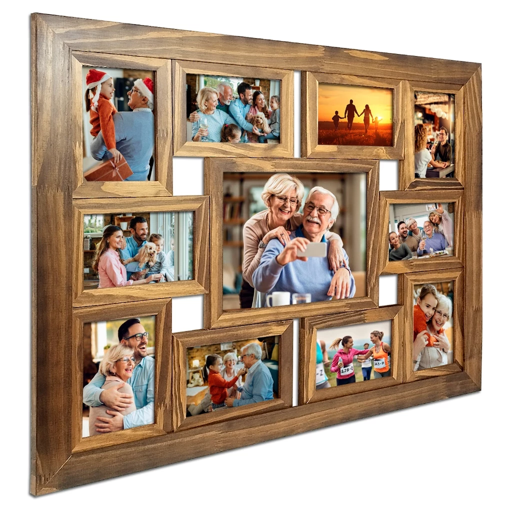 Painel Quadro Multifotos Grande Com Vidro Parede 11 Fotos