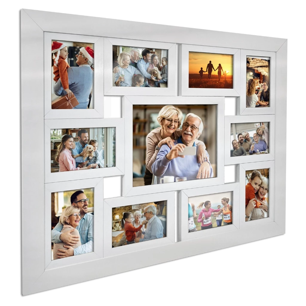 Painel Quadro Multifotos Grande Com Vidro Parede 11 Fotos