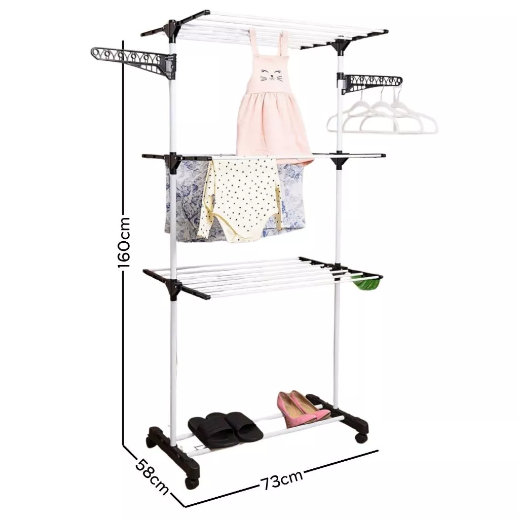 Varal De Chão Roupa Calcinha Grade 3 Andares Dobrável Portátil