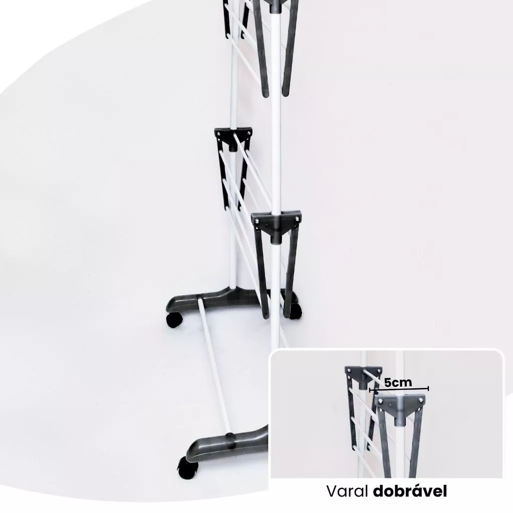 Varal De Chão Roupa Calcinha Grade 3 Andares Dobrável Portátil
