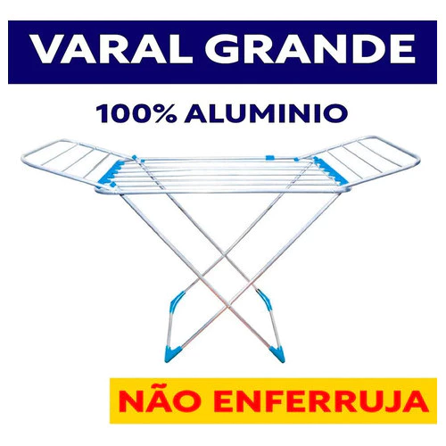 Varal P/ Roupas De Chão 100% Alumínio Grande Reforçado Com Abas