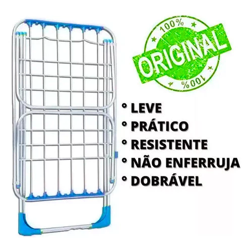 Varal P/ Roupas De Chão 100% Alumínio Grande Reforçado Com Abas
