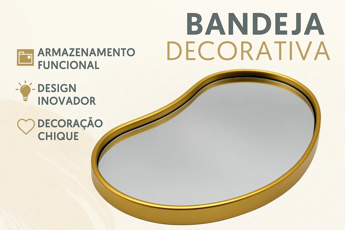 Bandeja Decorativa Espelhada Luxo Orgânica