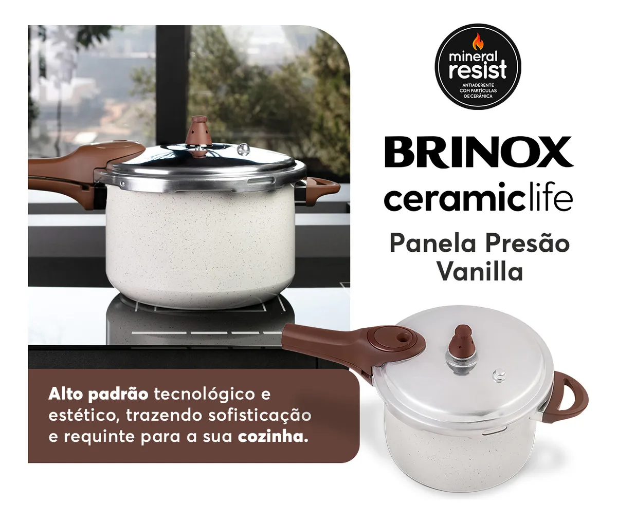 Panela de Pressão Brinox 4,2L Bege Vanilla