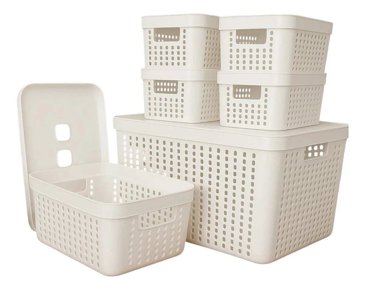Kit 6 Caixas Organizadoras Com Tampa Invisivel 2l 4,5l 17l
