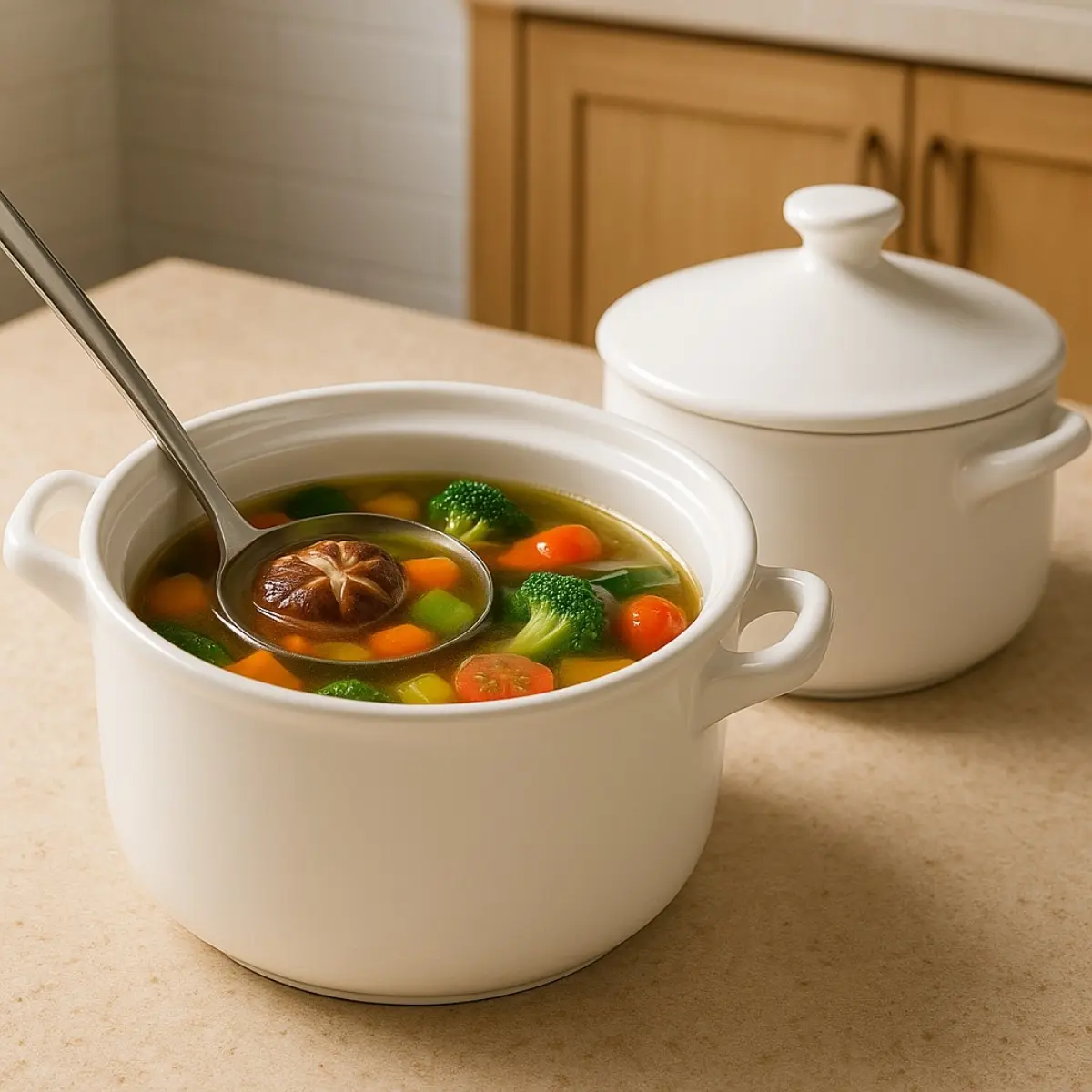 Receita de Sopa de Legumes Caseira — Leve, Cheirosa e que Rende Bem 5 Sopeira Casaton Cerâmica Porcelanada com Tampa Branca Redonda 2L