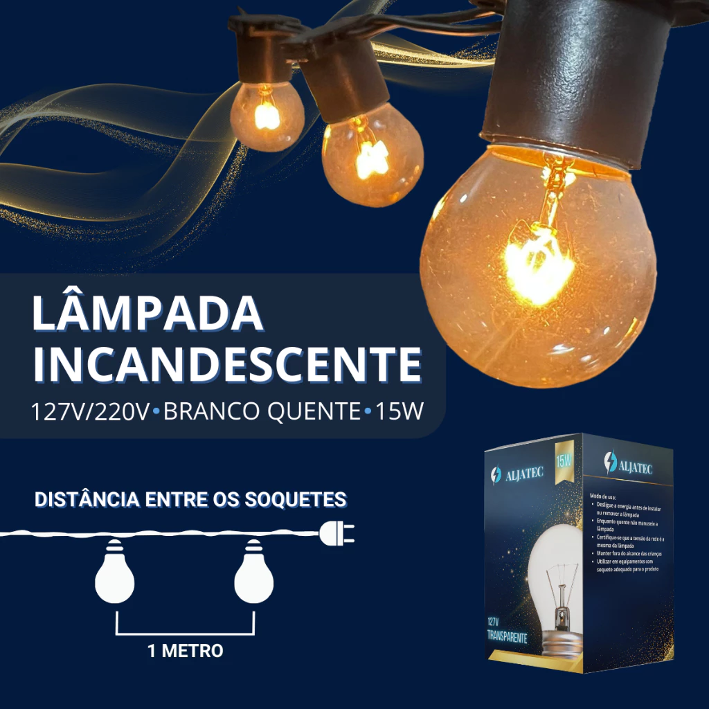 Decoração para datas especiais sem exagero: como deixar a casa bonita no Natal, na Páscoa e nos aniversários 6 Varal Luzes Aljatec Até 25 metros Preto Lamp Clara 15w
