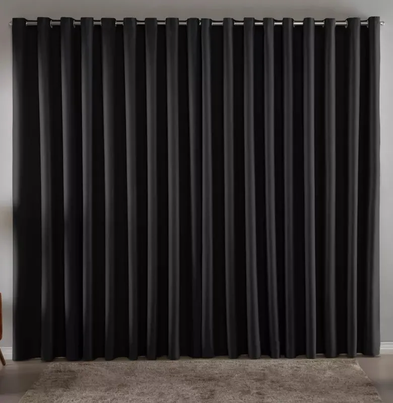 Cortina Blackout Em Tecido 300x280 Corta Luz Cor Preto 01 Casa das Tres Marias