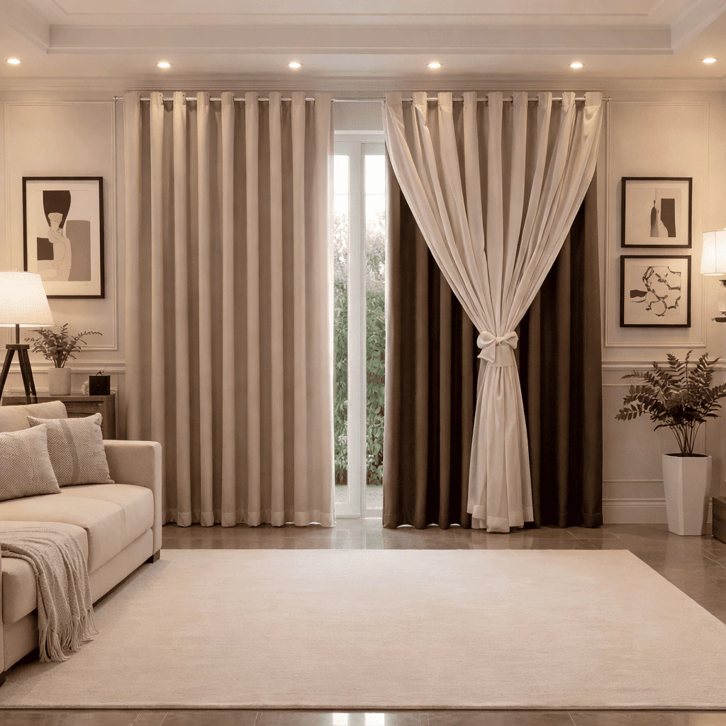 Cortina MADRI LUXO 300 x 250 com VOIL Branco Decoracao 01 Casa das Tres Marias