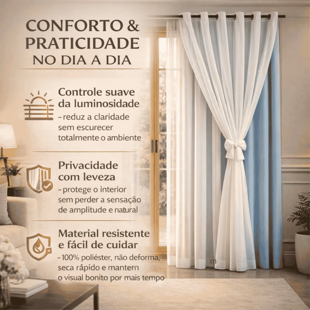 Cortina MADRI LUXO 300 x 250 com VOIL Branco Decoracao 02 Casa das Tres Marias