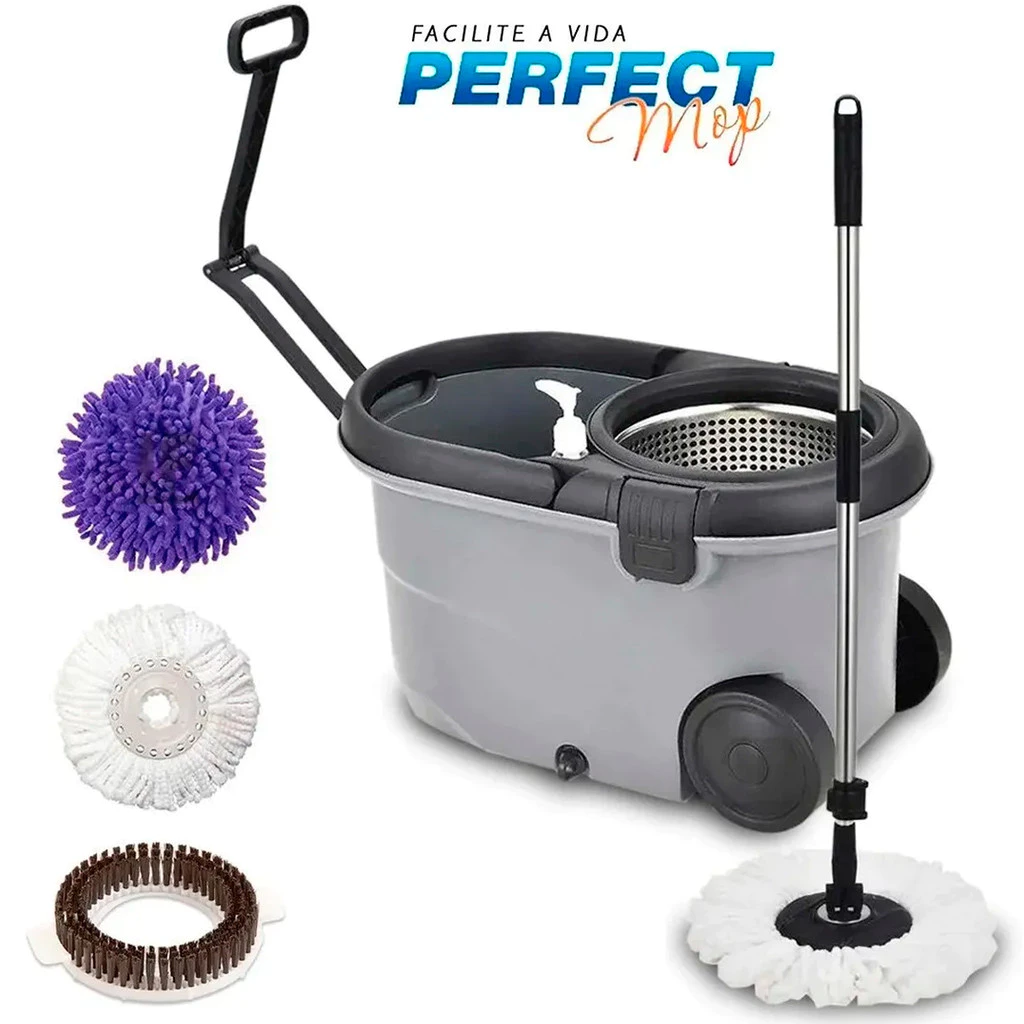 Esfregao Balde Perfect Mop Move 3refis Com Roda e Alca 01 Casa das Tres Marias
