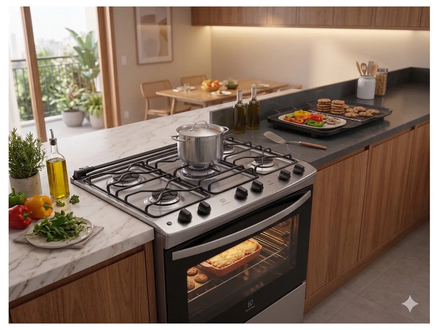 Fogão 5 Bocas Electrolux Inox Cinza Efficient