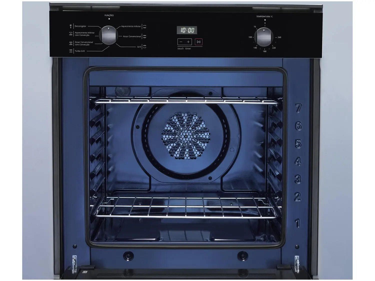 Forno Eletrico de Embutir Brastemp Grill Autolimpante com Timer 84L 02 Casa das Tres Marias