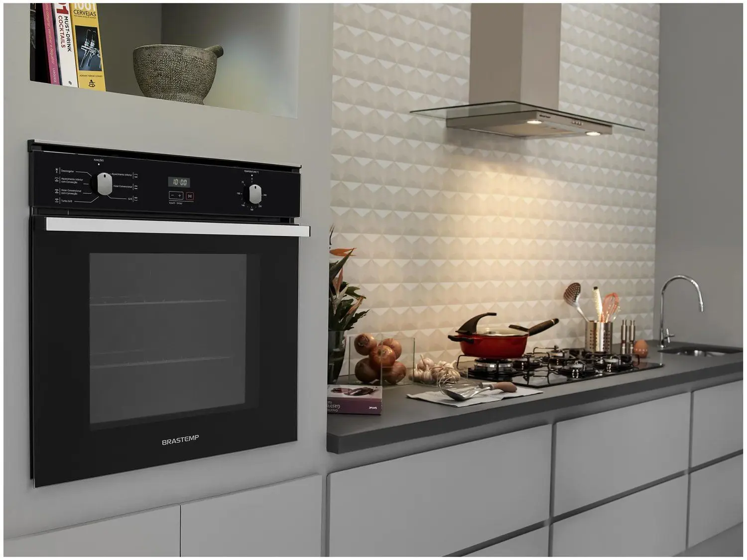 Forno Eletrico de Embutir Brastemp Grill Autolimpante com Timer 84L 03 Casa das Tres Marias
