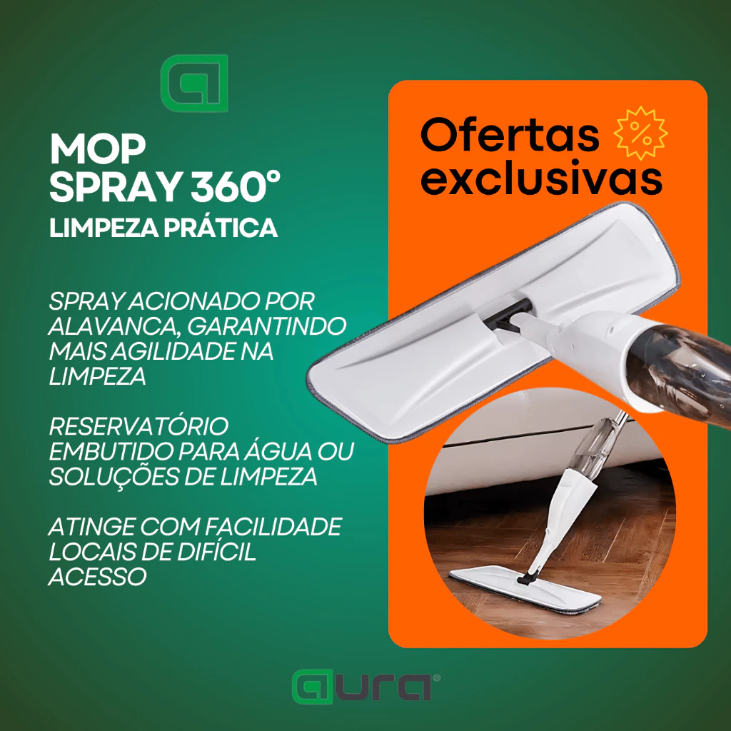 MOP Spray Reforçado Rodo Esfregão com Reservatório Rodo Magico Limpa Seca