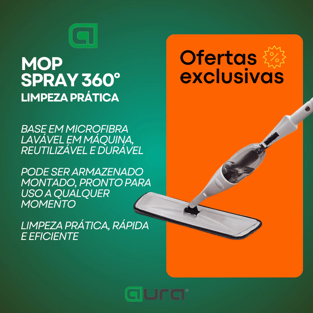 MOP Spray Reforçado Rodo Esfregão com Reservatório Rodo Magico Limpa Seca