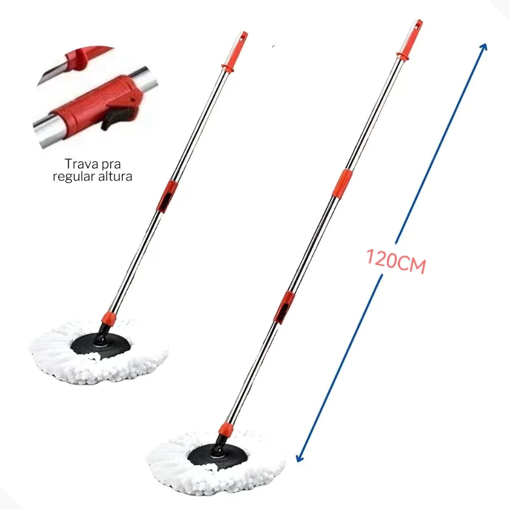 Mop desaguador automatico giratorio 360° Cabo aco Inox Cesto aco Inox com balde 03 Casa das Tres Marias