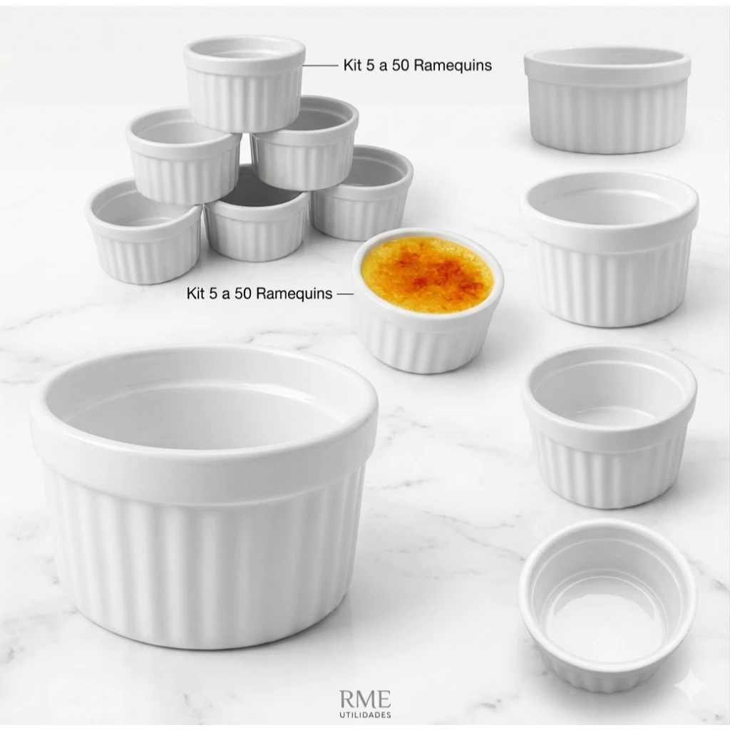 Kit 5 a 50 Ramekin Plastico 100 ml canelado servir Molho Petisco Buffet 01 Casa das Tres Marias