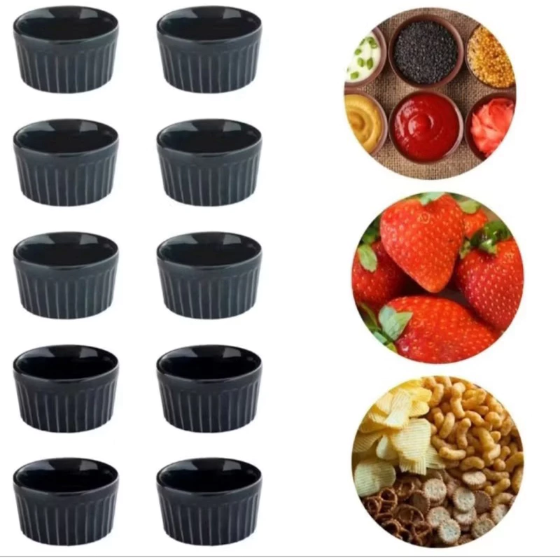 Kit 5 a 50 Ramekin Plastico 100 ml canelado servir Molho Petisco Buffet 02 Casa das Tres Marias