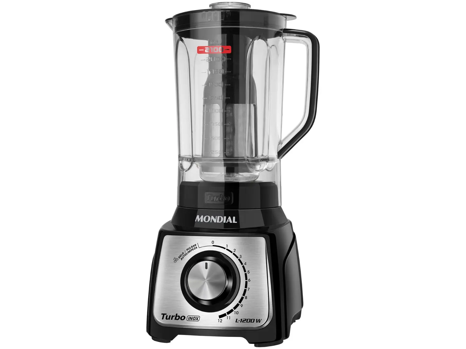 Liquidificador Mondial Turbo L 1200 BI com Filtro 12 Velocidades 1200W Inox 01 Casa das Tres Marias