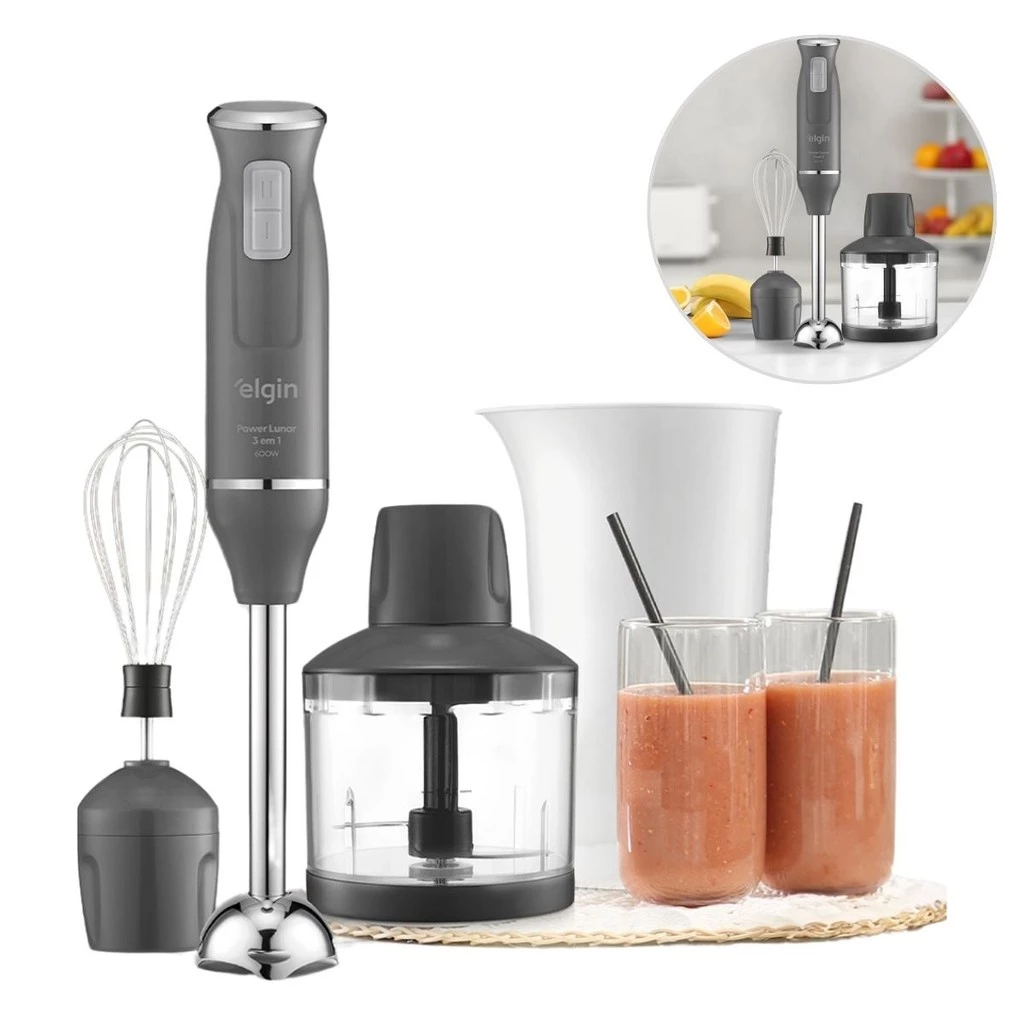 Mixer 3 em 1 Power Inox Lunar Elgin 600W Processador 01 Casa das Tres Marias