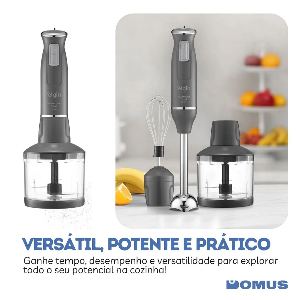 Mixer 3 em 1 Power Inox Lunar Elgin 600W Processador 02 Casa das Tres Marias