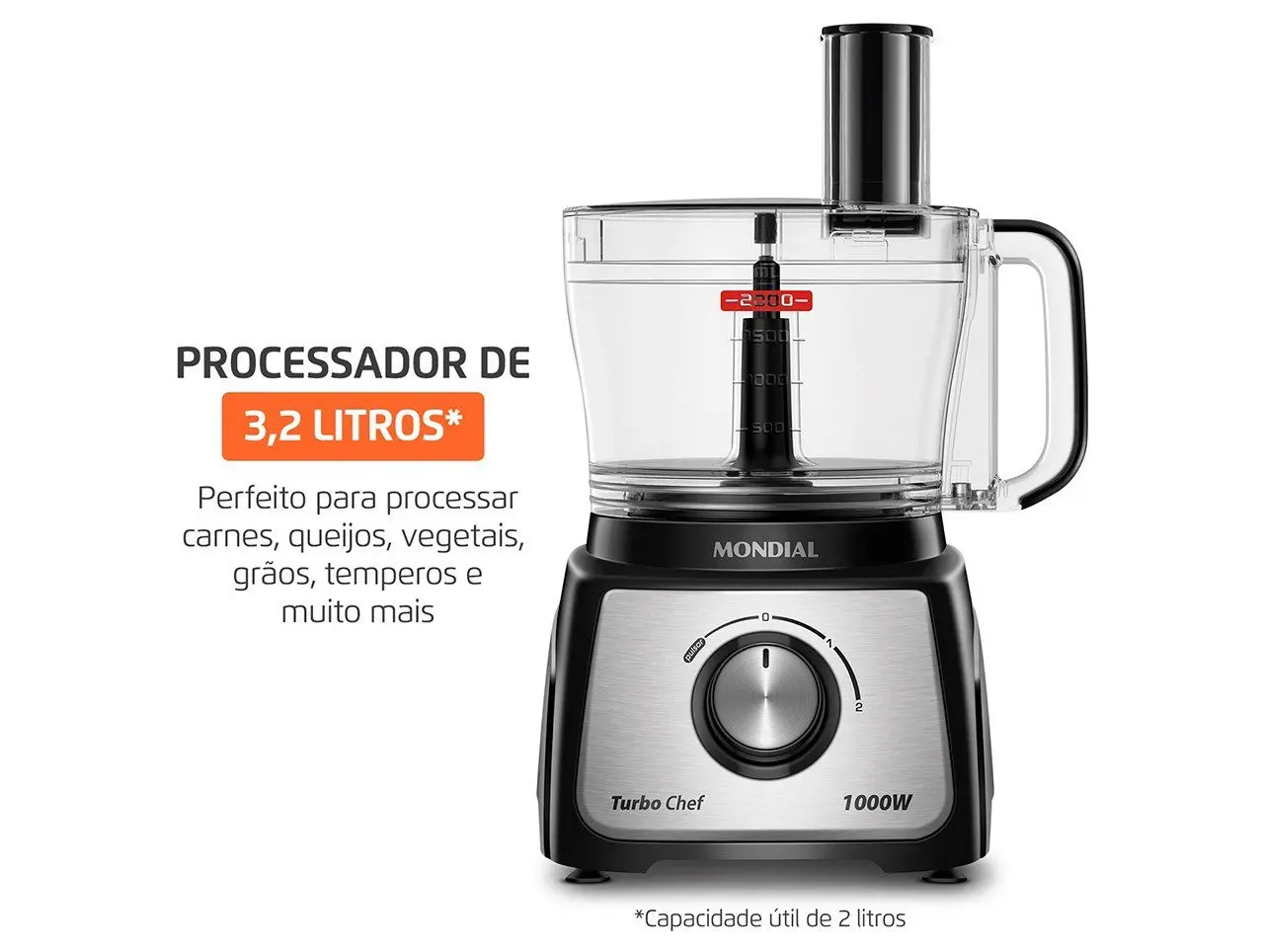 Multi processador de Alimentos Mondial 1000W Preto Turbo Chef 3 em 1 03 Casa das Tres Marias
