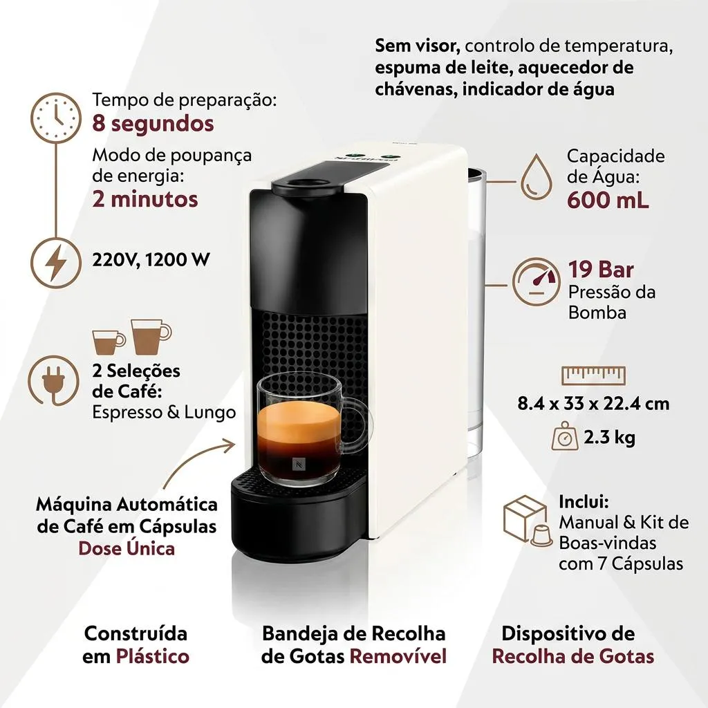 Página Inicial 28 Cafeteira Nespresso Essenza Mini Branca 02 Casa das Tres Marias