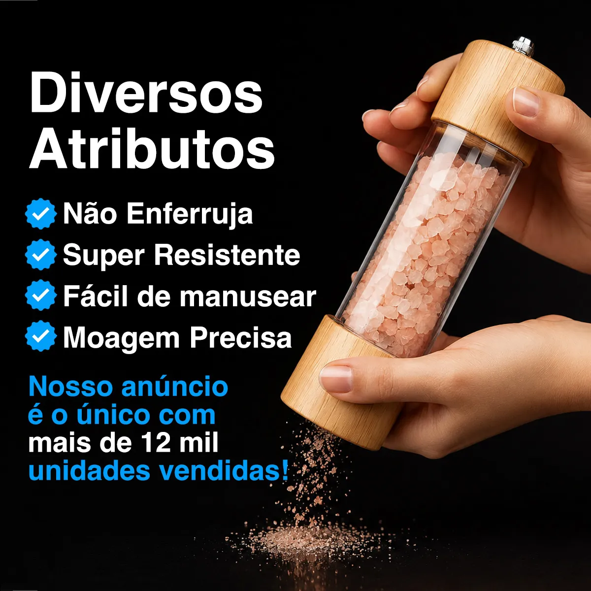Achadinhos e Indicações 33 Kit 2 Moedor De Pimenta E Sal Manual Madeira Temperos Graos 02 Casa das Tres Marias